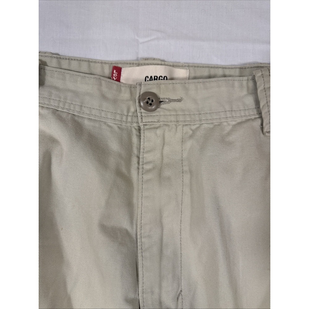PANTS CARGO Levis  Mens 36X32 Khaki Beige Flat Front Chino Pockets - Picture 3 of 9